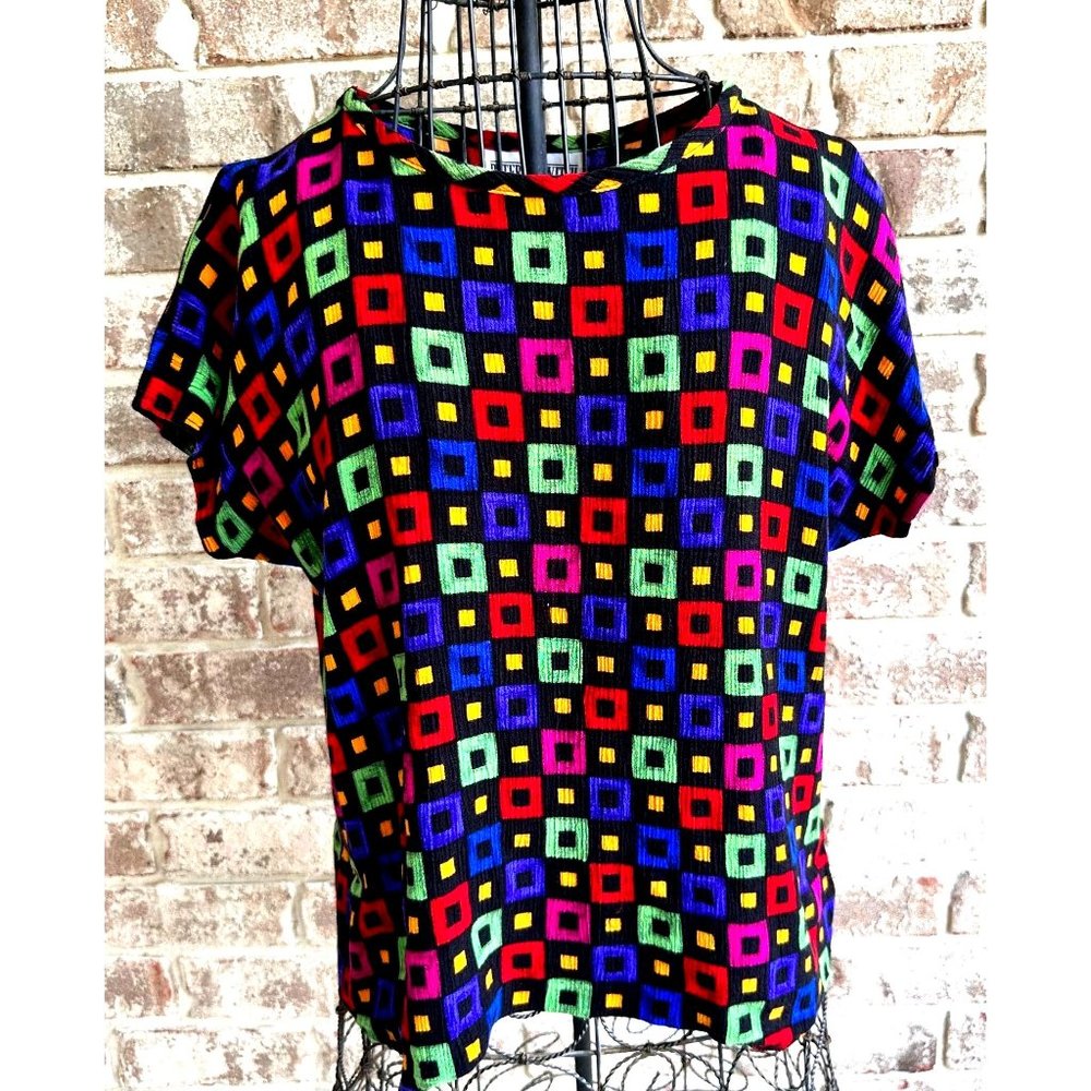 Vintage 70s 80s Peter Popovitch Top Small? Multicolor Geometric Abstract…